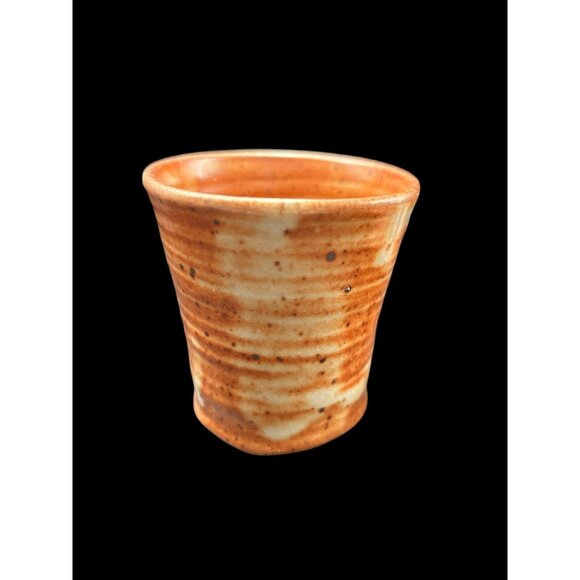 Set of 2 Vintage Hand Thrown Stoneware Art Pottery Soap Dish & Cup Speckled - Picture 8 of 13